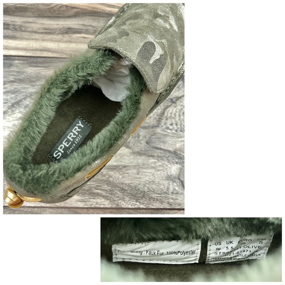 NEW Sperry Moc Sider Metallic Camo Indoor Outdoor Moc Sneaker Faux Fur 8M 39 - Picture 10 of 11